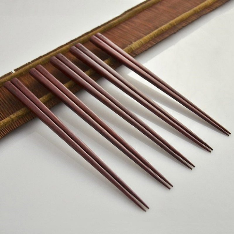 dipper natural red sandalwood lacquer chopsticks set-5 pairs - ตะเกียบ - ไม้ 