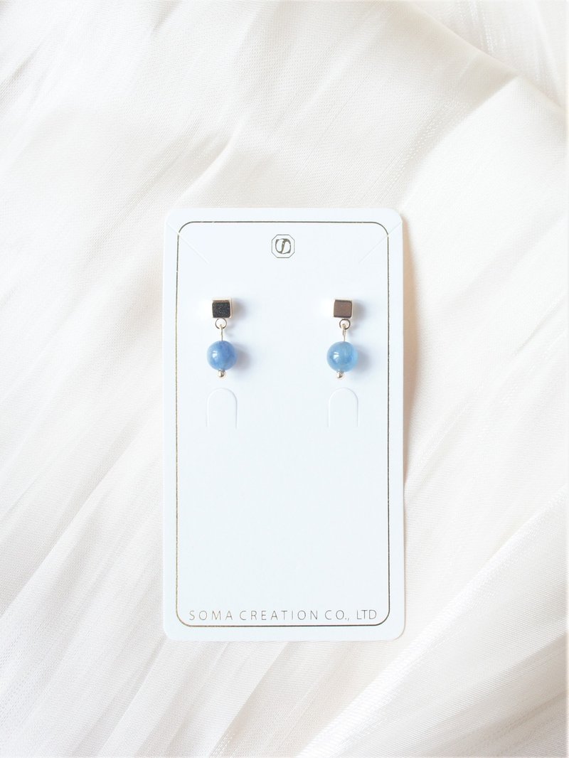 Kyanite 14GF dangle earring posts - ต่างหู - เครื่องเพชรพลอย สีน้ำเงิน