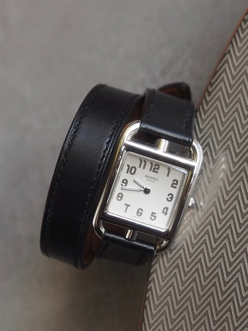 HERMES エルメス ケープコッド ウォッチ 腕時計 ドゥブルトゥール シルバー ブラック ヴィンテージ - 女錶 - 不鏽鋼 銀色