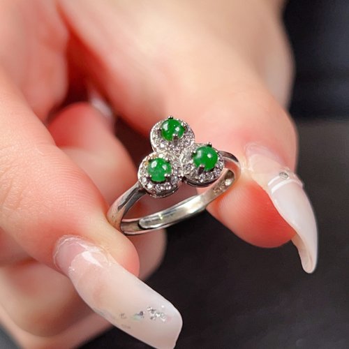 瓔珞珠寶盒 E.L.Jewelry Box 冰種老坑綠翡翠蛋面戒指 925純銀 | 天然緬甸玉A貨翡翠| 送禮