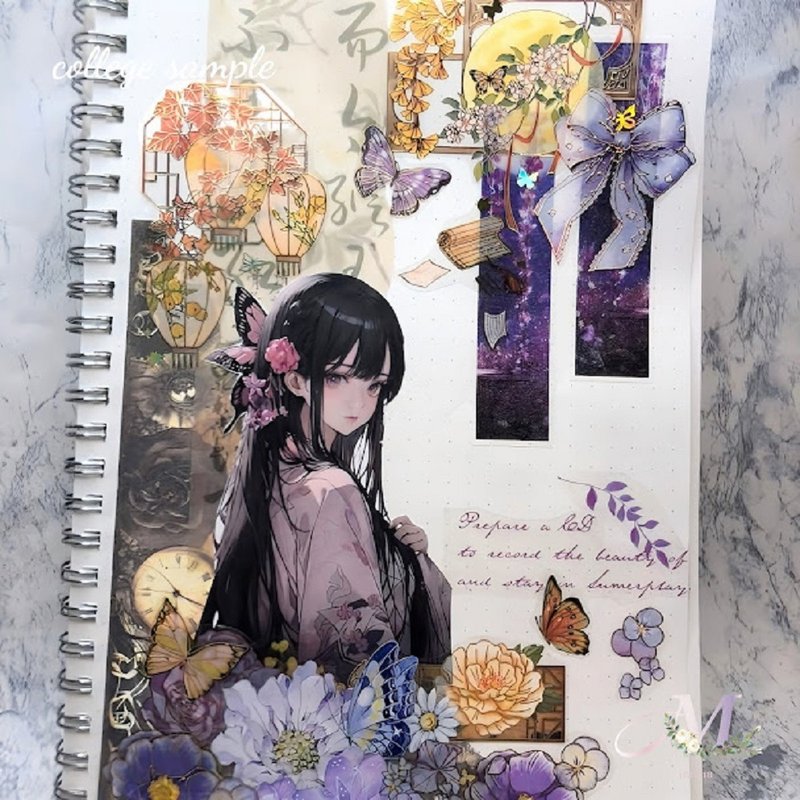 ステッカー original sticker  人物ステッカー オリジナルステッカー 女の子ステッカー 装飾ステッカー - 貼紙 - 紙 藍色
