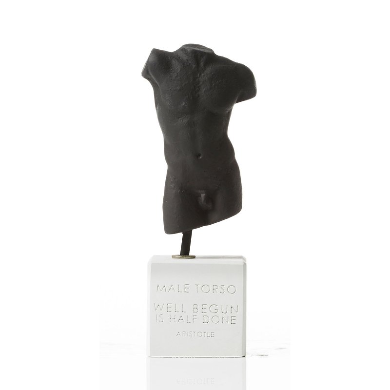 古代ギリシャの男性の体（小-黒）男性の胴体-手作りのセラミック像の装飾 - 置物 - 陶器 ブラック