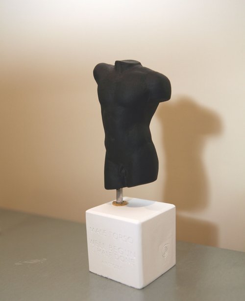 古代ギリシャの男性の体（小-黒）男性の胴体-手作りのセラミック