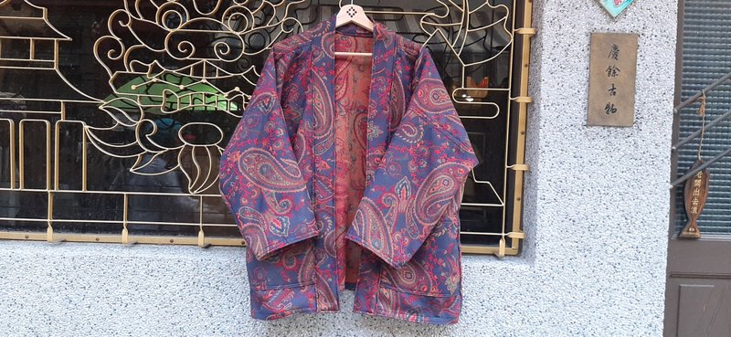 AMIN'S SHINY WORLD 復古風格變形蟲滿版提花 KIMONO - 男夾克/外套 - 棉．麻 多色