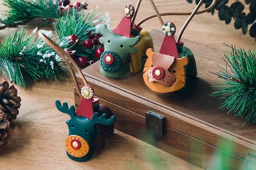 牳瑪皮革工作室 皮革動物吊飾 聖誕派對禮盒 交換禮物 聖誕禮物 / W7-001