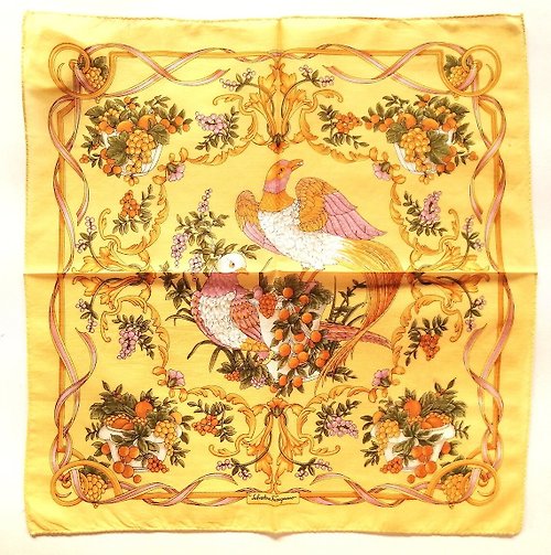 orangesodapanda Unused! Salvatore Ferragamo Vintage Handkerchief 17 x 16.5inches Made in Italy