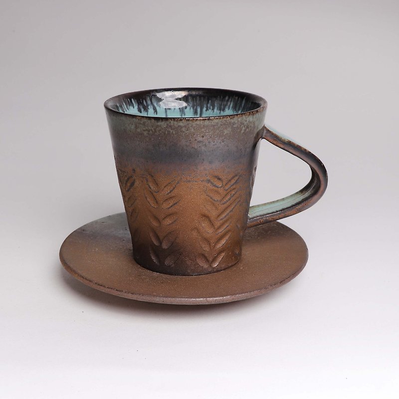 Ming bud kiln l Liu Xin Azure engraved coffee cup group - แก้วมัค/แก้วกาแฟ - ดินเผา หลากหลายสี