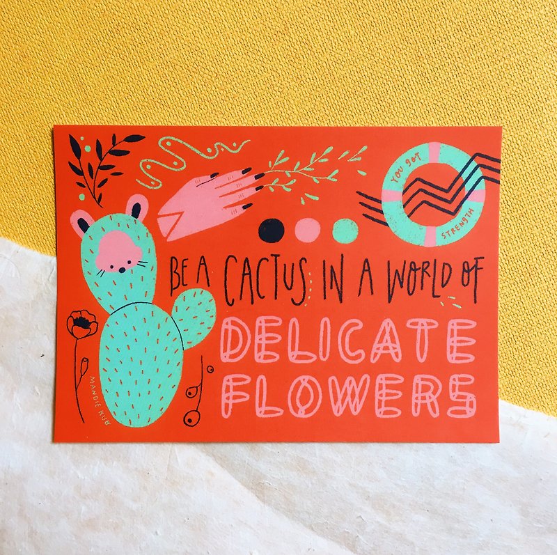 Be a Cactus - Squeaky 明信片 - 心意卡/卡片 - 紙 咖啡色