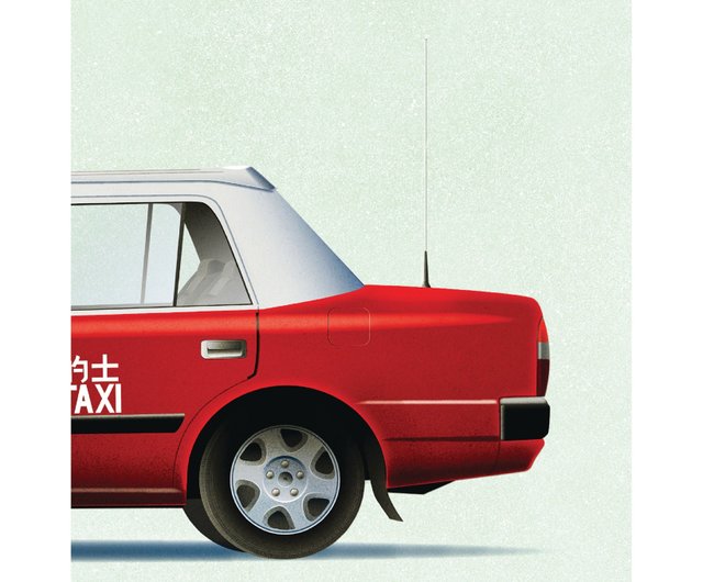 1980～1990年代の香港タクシーのクラシックモデル、オリジナルイラスト