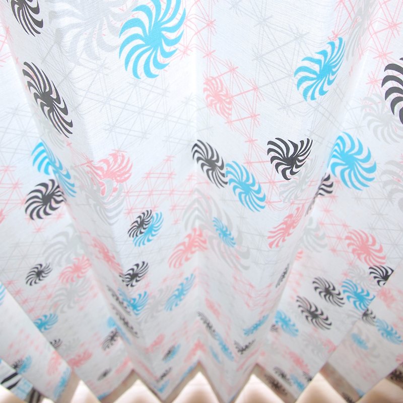 【Custom made curtains】(with lining) "Kazaguruma" Pink - Other - Cotton & Hemp Blue