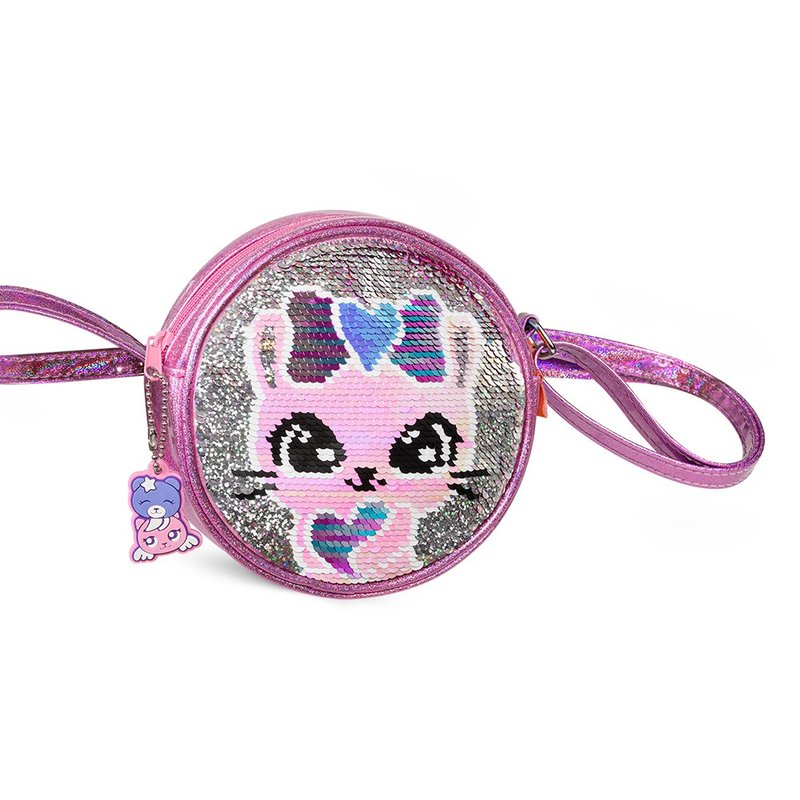 TigerFamily FunTime Round Symphony Crossbody Bag - Playful Cat - กระเป๋าแมสเซนเจอร์ - ไฟเบอร์อื่นๆ สีเงิน