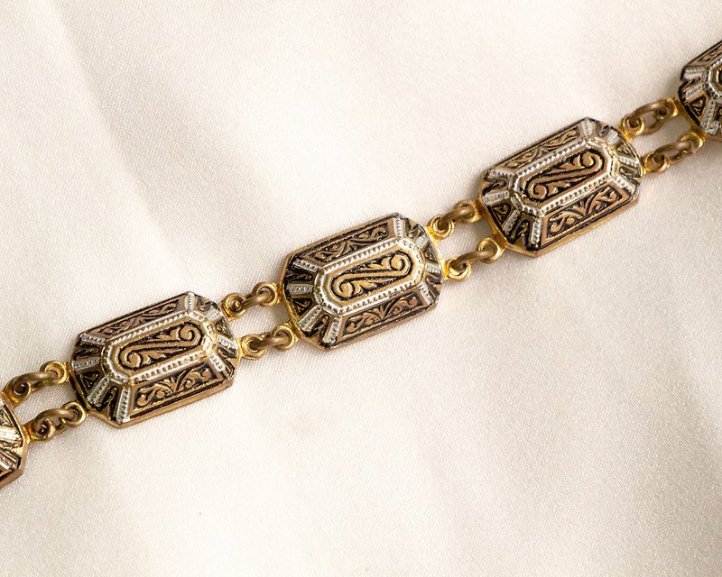 Spanish antique Damascus craft square brick pattern bracelet - Bracelets - Other Metals Gold