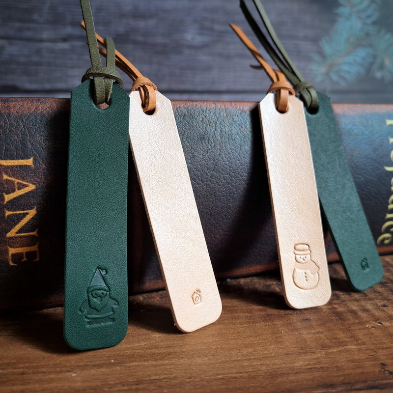 Vegetable tanned leather Christmas bookmarks set of four - Bookmarks - Genuine Leather 