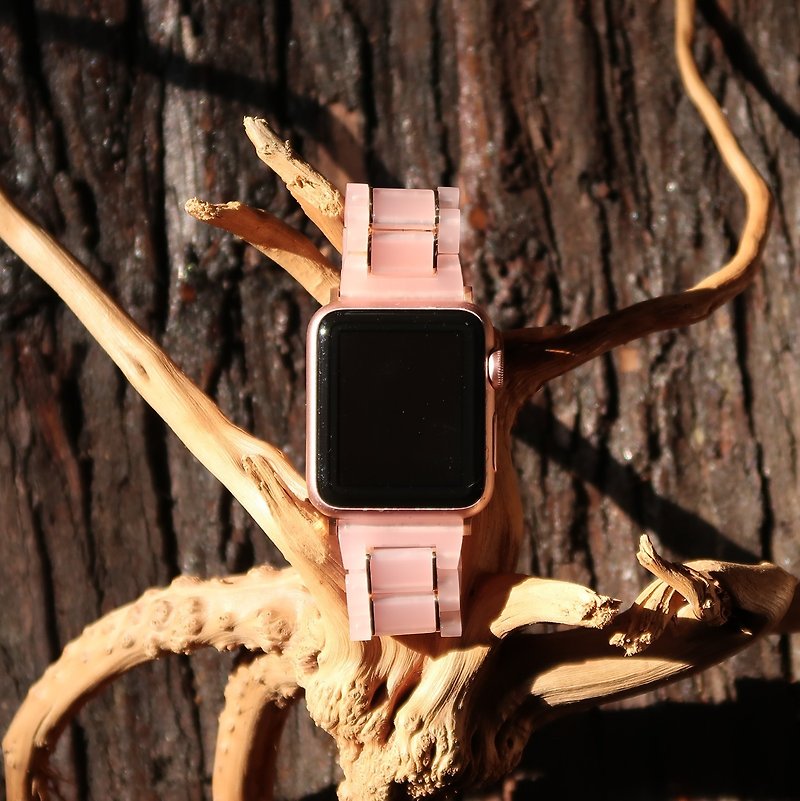 Acetate and Rose Gold IP Stainless Steel Spacer Apple Watch Strap - สายนาฬิกา - วัสดุอีโค หลากหลายสี