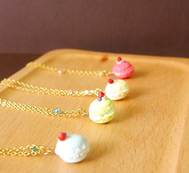 SL102 Light you up Strawberry Macaron Necklace - Necklaces - Clay 