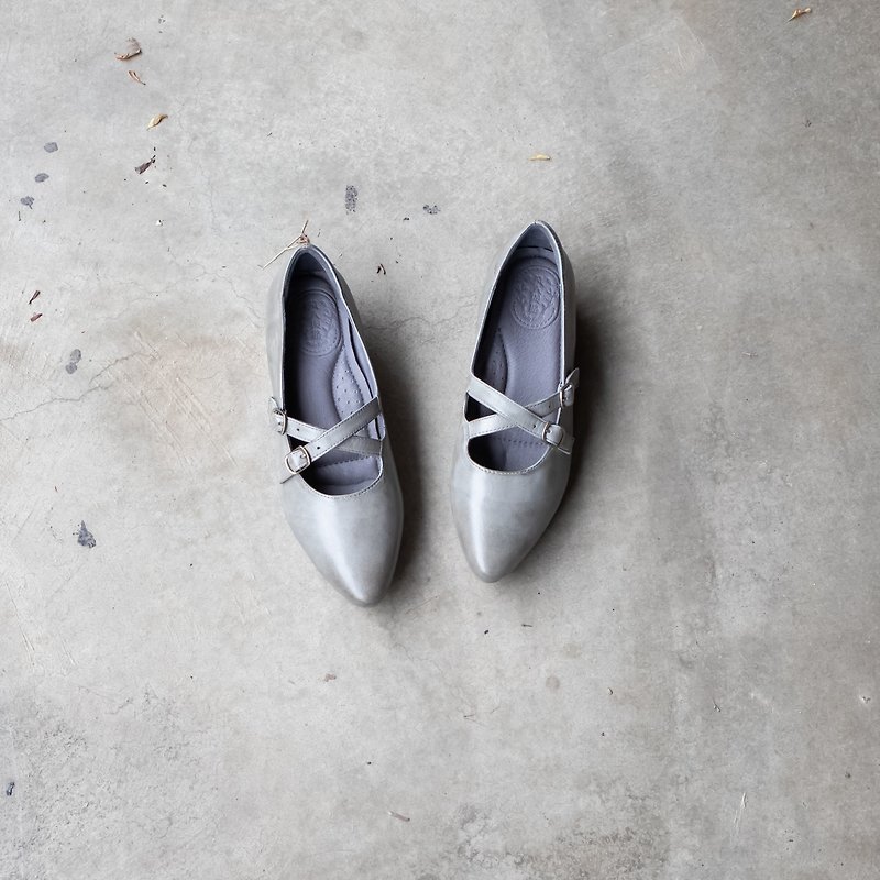 Ballet Shoes_Mist Grey - Mary Jane Shoes & Ballet Shoes - Genuine Leather Gray