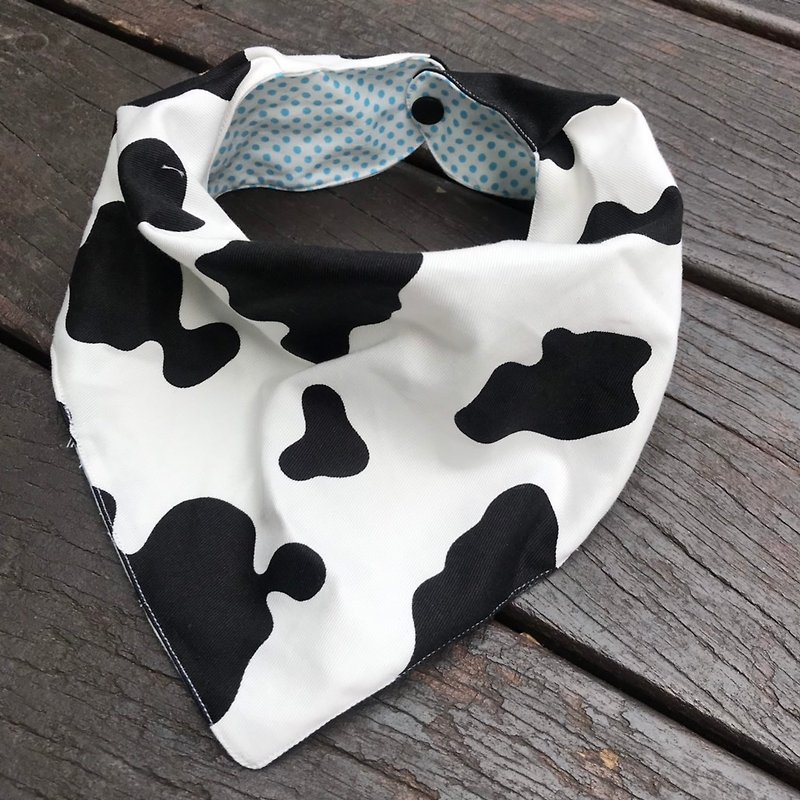 Dairy cow stereo triangle bib - ผ้ากันเปื้อน - ผ้าฝ้าย/ผ้าลินิน ขาว