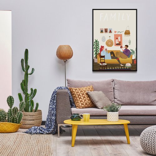 『家族』絵画・インテリア Amazon｜家族愛引用ポスター黒白壁アートパネルプリントモダン