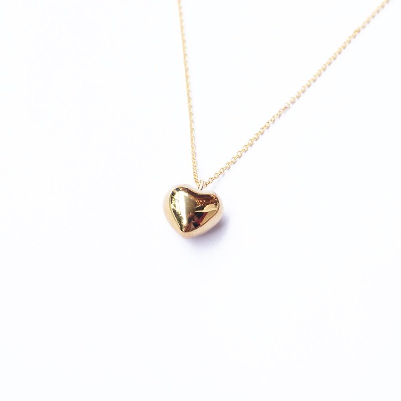 N IS FOR NEVERLAND golden ceramic heart 14KGF necklace - Necklaces - Porcelain Gold