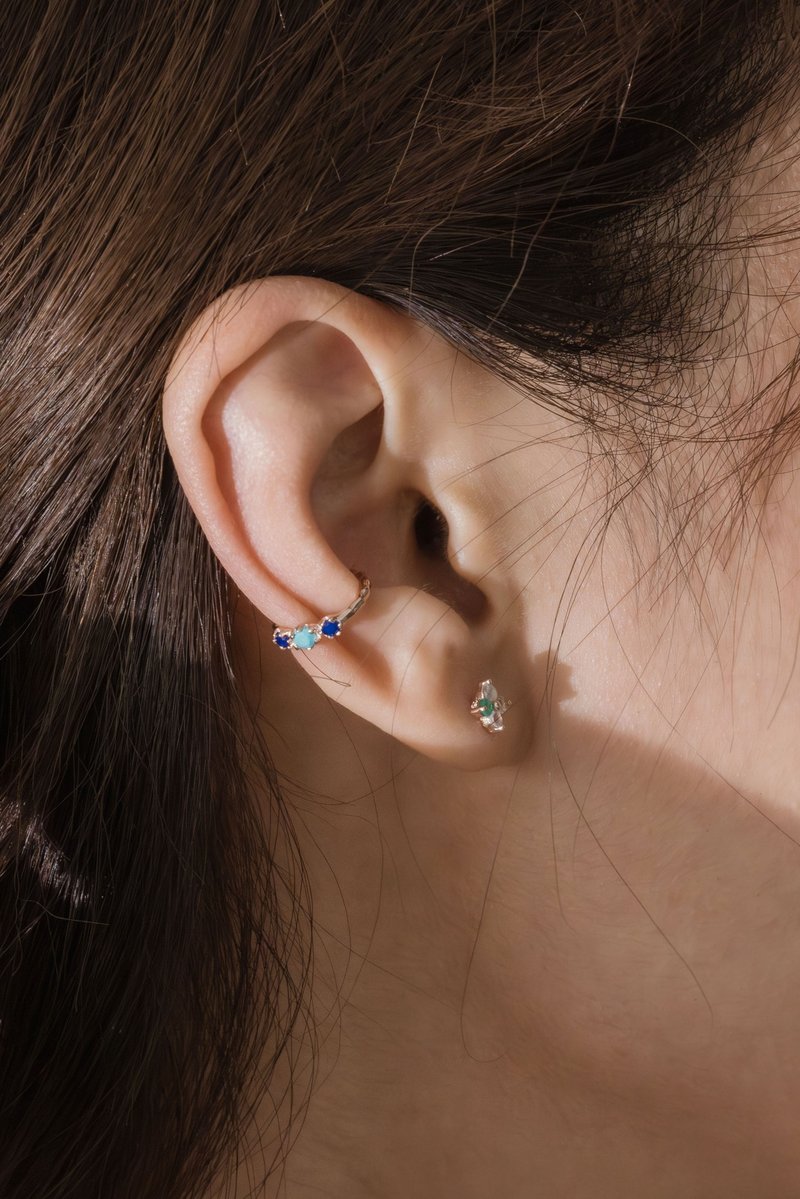 puzzle. Turquoise ear cuff - Earrings & Clip-ons - Sterling Silver Blue