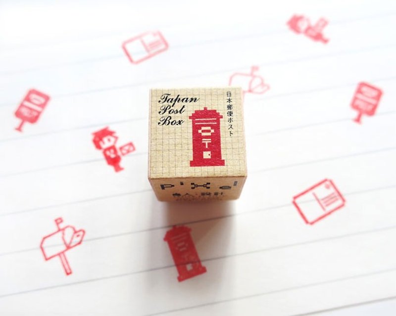 Japan Post Mail Pixel Stamp Mail Series - ตราปั๊ม/สแตมป์/หมึก - ไม้ สีแดง