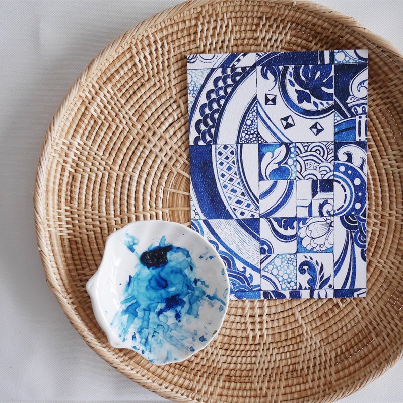 Postcard - Blue Plates - 卡片/明信片 - 紙 藍色