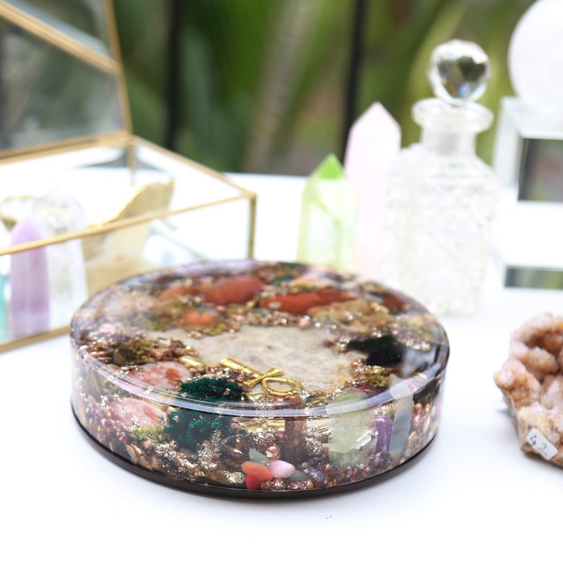 14.5cm Orgonite Charging Plate ~ Vitality - ของวางตกแต่ง - คริสตัล สีนำ้ตาล