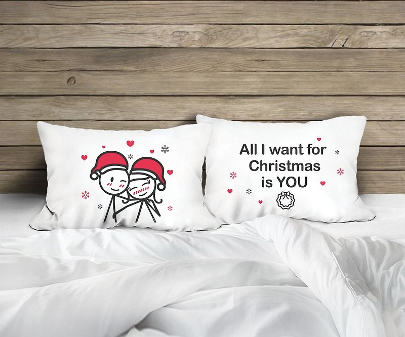 Christmas With You Couple Pillowcase - Bedding - Other Materials White