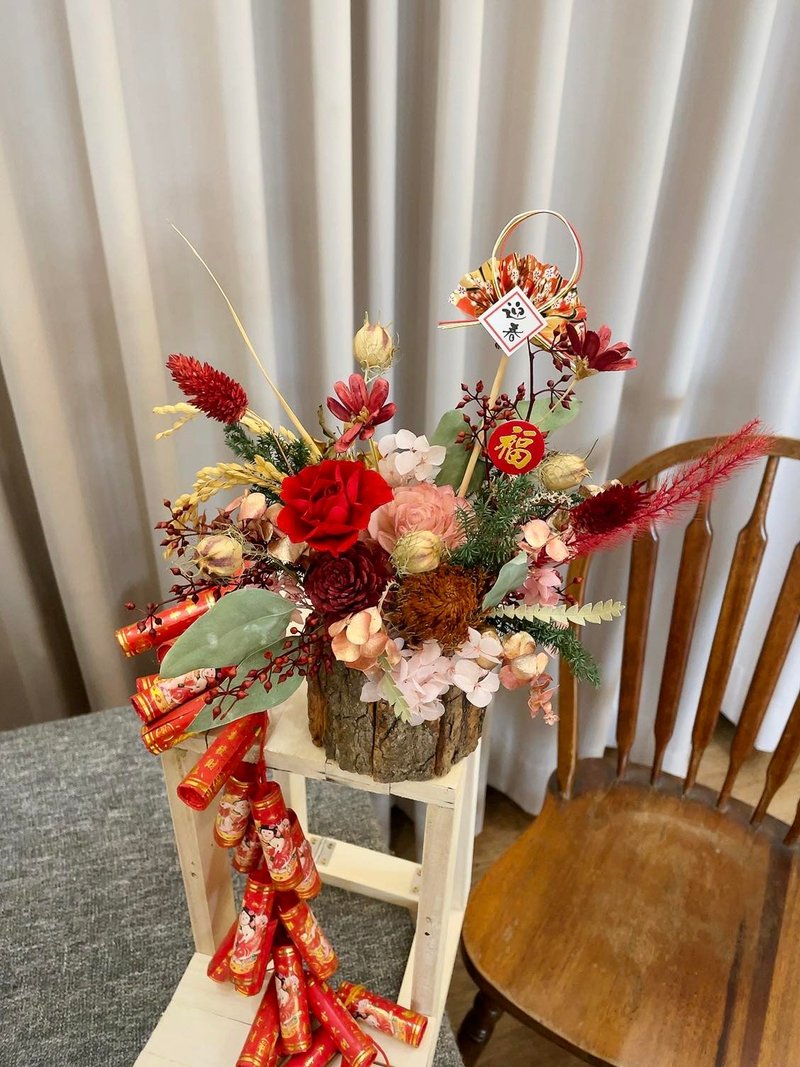 Preserved flowers, table flowers [New Year] flower pots, opening table flowers, New Year flowers, wedding flowers, housewarming flowers - Dried Flowers & Bouquets - Plants & Flowers Red