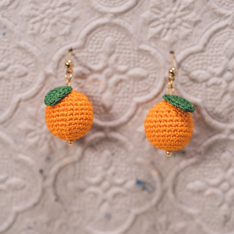 Big orange Italian earrings | Braided jewelry | Handmade jewelry - Earrings & Clip-ons - Thread Orange