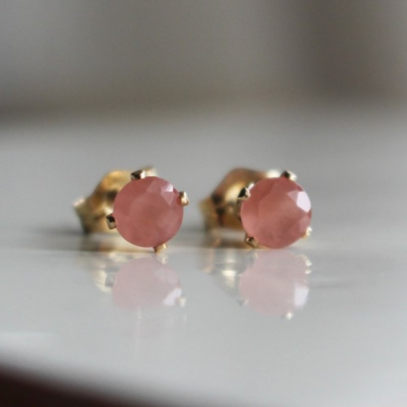 Pinkoi Proxy Purchase -  ✨July birthstone✨ Inca rose <4mm> stud earrings (K14GF) - Earrings & Clip-ons - Gemstone 