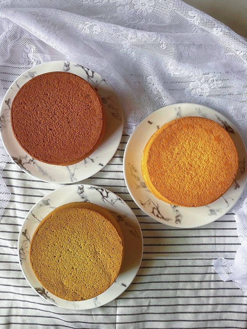 6-inch naked chiffon cake set of two pieces - เค้กและของหวาน - อาหารสด สีเหลือง