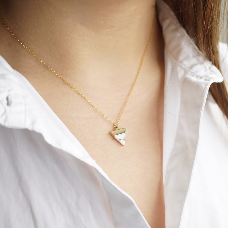 Marble Triangle Necklace - 18K Gold Plated - Necklaces - Other Metals Gold