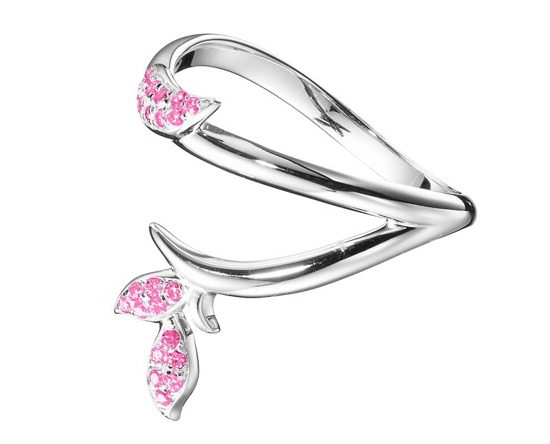 パヴェ象眼細工ピンクジェムストーンK14ゴールド結婚指輪代替植物婚約指輪非伝統的なブランチリング - ペアリング - 貴金属 ピンク