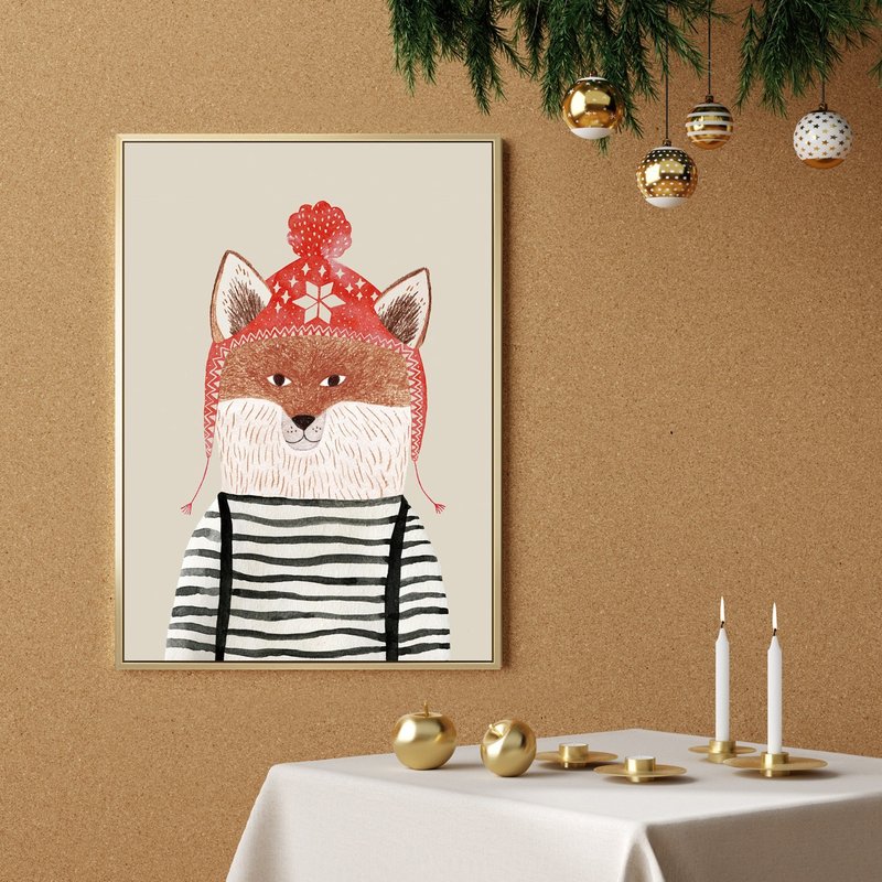 Christmas of Polar Animals - Fox- Christmas Illustrations/Christmas Decor - Posters - Other Materials Multicolor