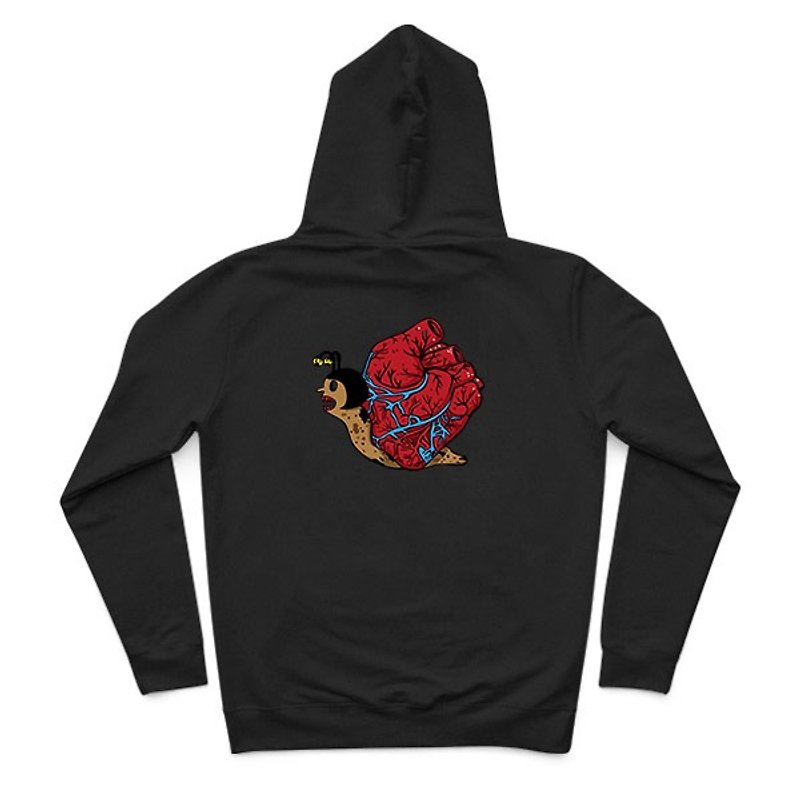 Heart Snail-Black-Hooded Zip Jacket - Unisex Hoodies & T-Shirts - Cotton & Hemp Black