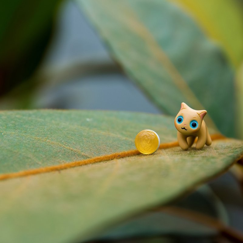 Cornish Rex Cat - Polymer Clay Earrings, Handmade&Handpaited Catlover Gift - ต่างหู - ดินเหนียว สีทอง