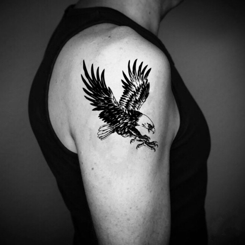 American Eagle Temporary Fake Tattoo Sticker (Set of 2) - OhMyTat - สติ๊กเกอร์แทททู - กระดาษ สีดำ