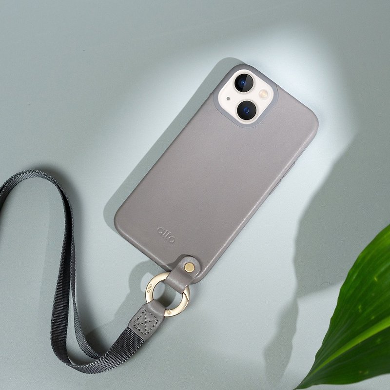 Alto Anello 360 Leather Lanyard Case –Cement Gray (iPhone 13 mini) - Phone Cases - Genuine Leather Multicolor