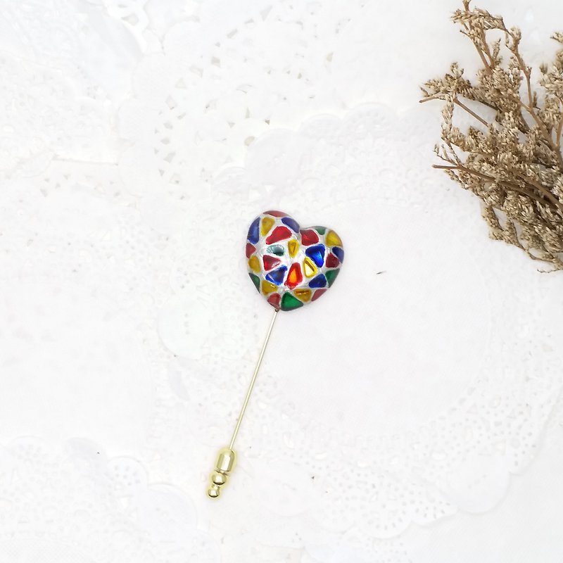 Painted Brooch - Heart-shaped - Brooches - Other Materials Multicolor