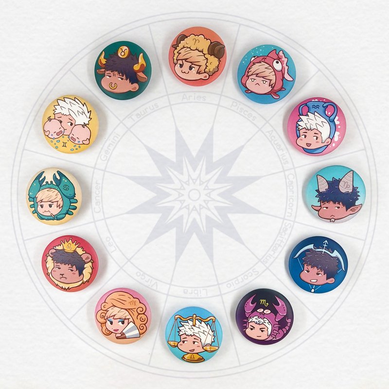 12 Constellation Badge - Badges & Pins - Plastic Multicolor