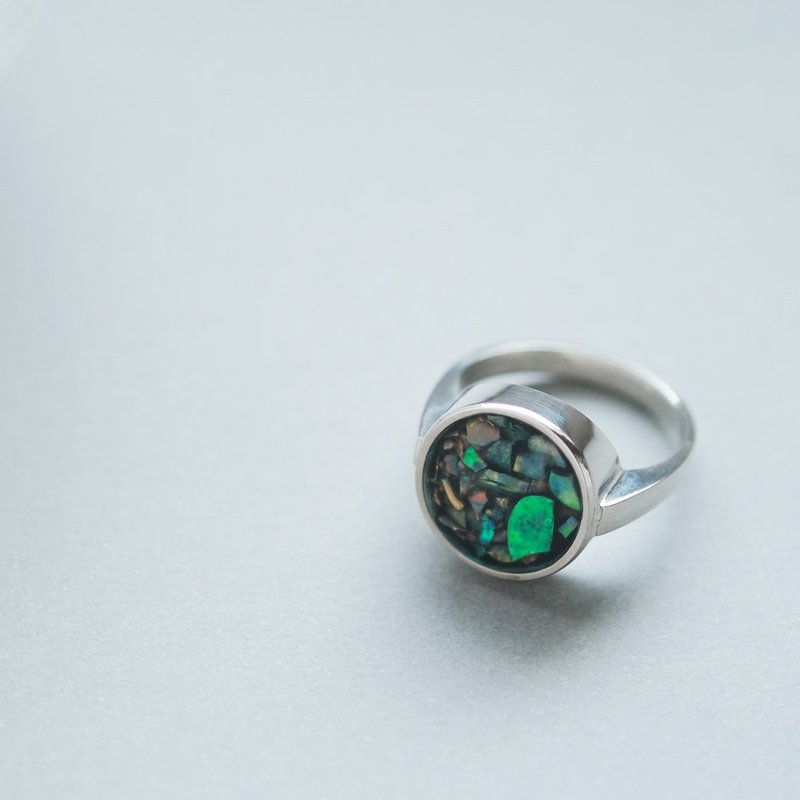 Round Opal Galaxy Ring Silver 925 - แหวนทั่วไป - โลหะ หลากหลายสี