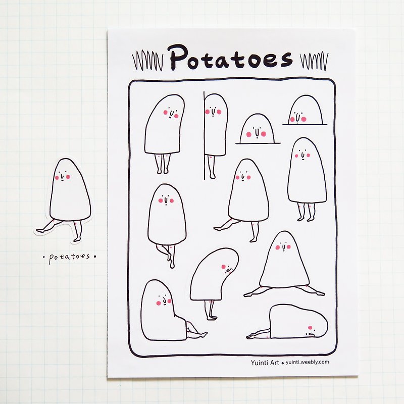 Potatoes / 割型貼紙 - 貼紙 - 其他材質 白色