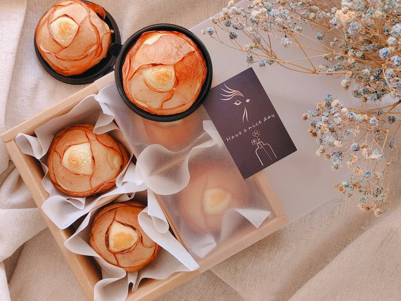 [Free Shipping for Two Boxes] Rose Egg Yolk Crispy (Four in a Gift Box) - เค้กและของหวาน - อาหารสด สีส้ม