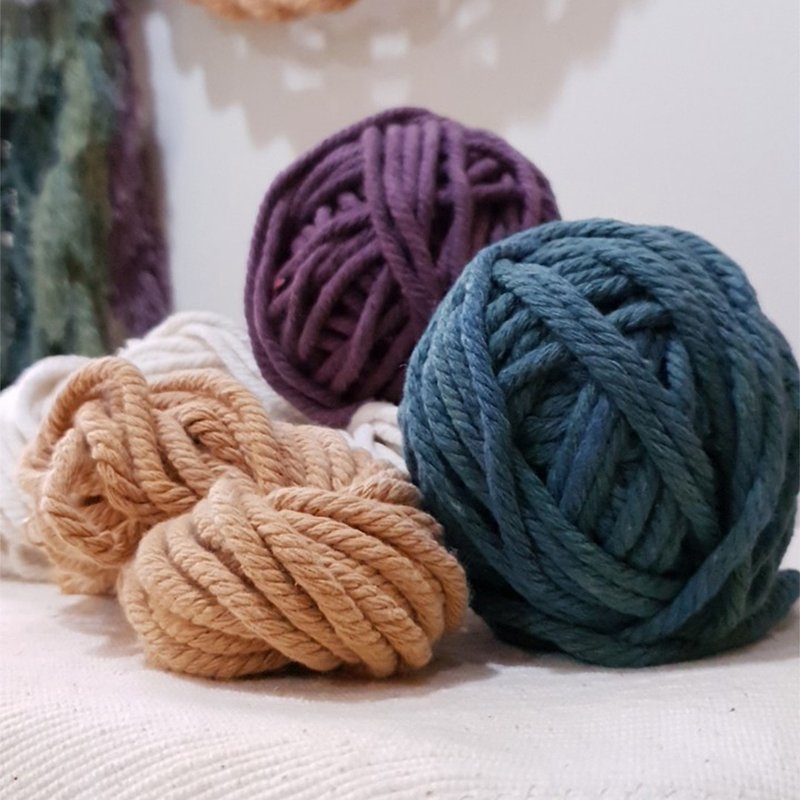 Botanical dyed Macrame Rope,5 mm, 200g - Knitting, Embroidery, Felted Wool & Sewing - Cotton & Hemp Multicolor