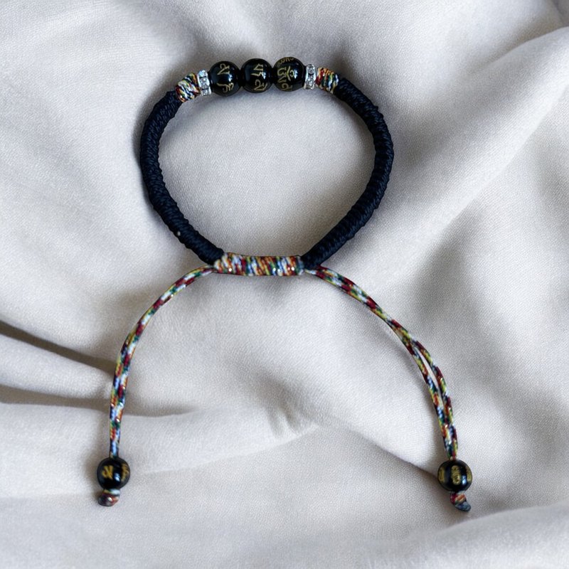 六字真言 五色能量 金剛結手環 黑 伸縮款 - 手鍊/手環 - 其他材質 黑色