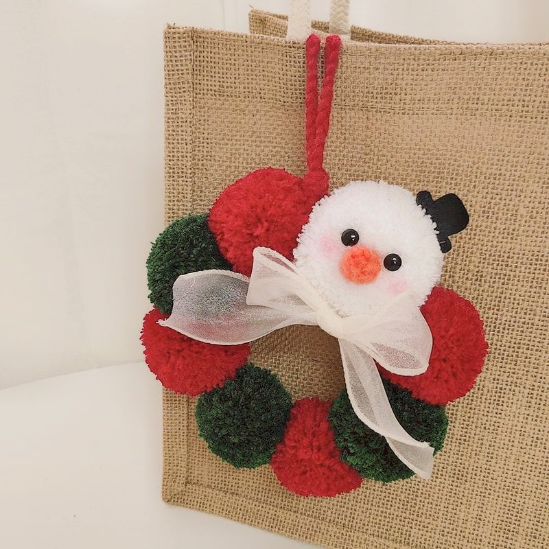 Christmas Wreath - Snow Ball - ของวางตกแต่ง - ขนแกะ สีแดง
