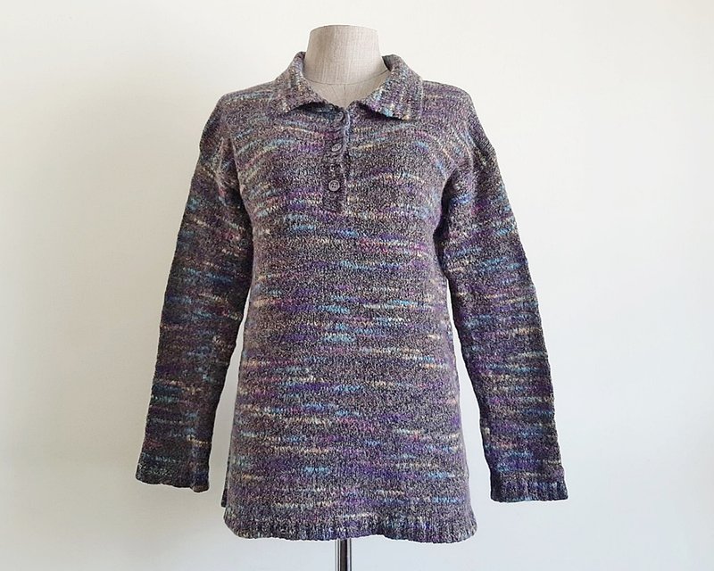 MARIELLA BURANI Vintage Rainbow Wool Knit Sweater - สเวตเตอร์ผู้หญิง - วัสดุอื่นๆ หลากหลายสี