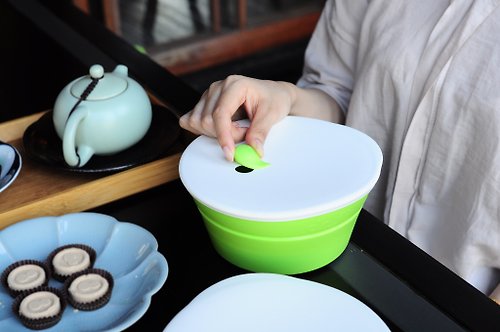 dr.Si 【dr.Si 矽寶巧】良辰美景巧力盒-新芽綠 摺疊餐盒 矽膠碗