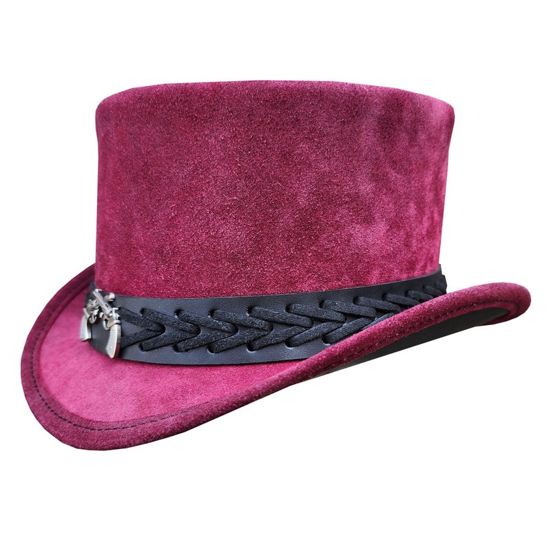Vintage Fashion Suede Leather Top Hat - 帽子 - 真皮 紫色